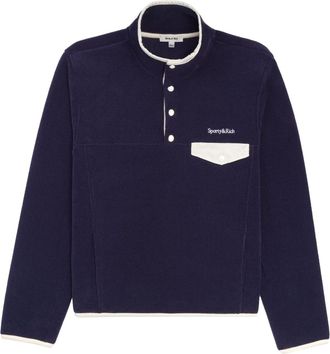 Sporty & Rich logo-embroidered buttoned sweatshirt - unisex - Polyester - M - Blue