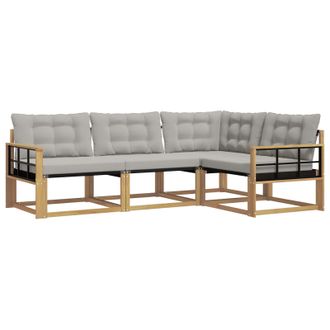 vidaXL Conjunto De Sof&aacute;s De Exterior 4 Pcs Blanco Y Gris Claro Vidaxl