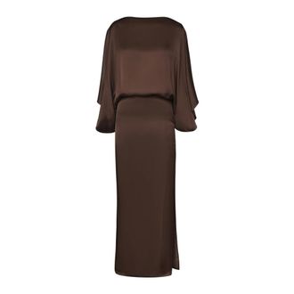 Nineminutes Maxi Dresses, female, Brown, Size: 2XS Abito in raso