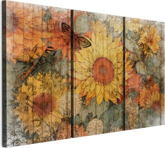 OEM Cuadro Sobre Lienzo Italiano De 90 X 60 Cm, Tr&iacute;ptico - Estilo Vintage - Naturaleza Cuadro Sobre Lienzo Italiano De 120 X 80 Cm, Tr&iacute;ptico - Estilo Vint