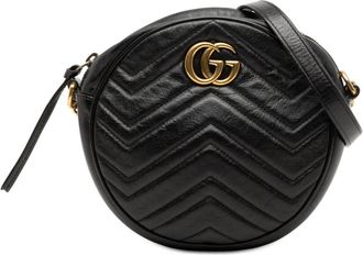 Gucci Pre-owned Gucci Mini GG Marmont Matelasse Leather Round Crossbody Ladies 550154 493075