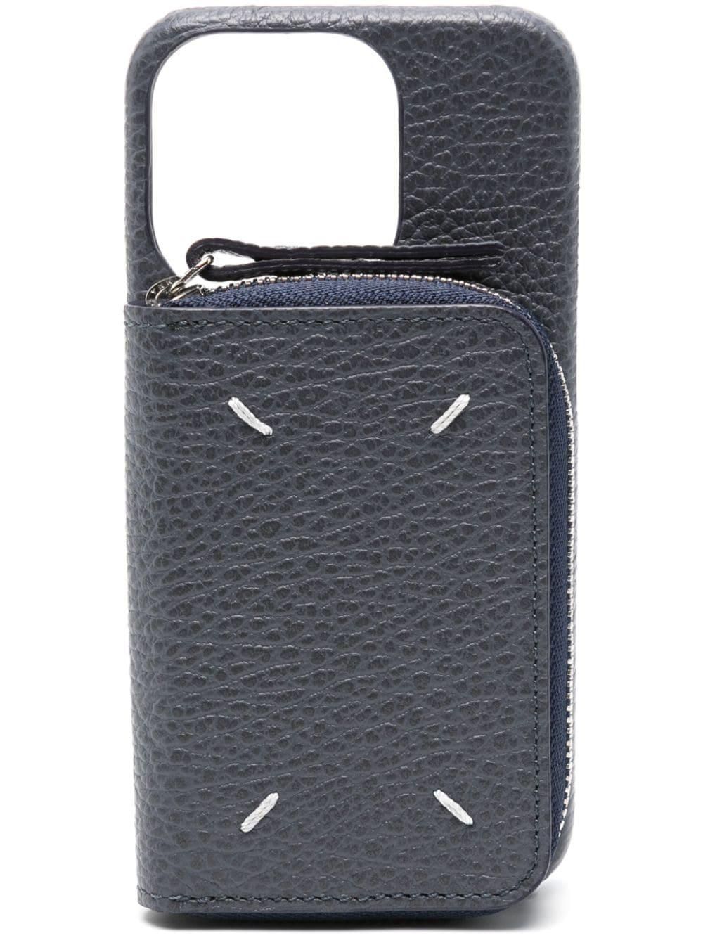 Maison Margiela leather 4ステッチ iPhone16ケース Maison Margiela Four Stitches Iphone 16 Case | Black | FARFETCH