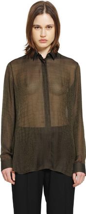 Tom Ford Croc-Print Shirt in Silk Chiffon