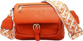 Generic Ladies Flap Over Crossbody Bag Canvas Strap Women Buckle Shoulder Handbag 8005 (Orange)