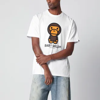 A Bathing Ape T-shirt bianca con stampa Baby Milo
