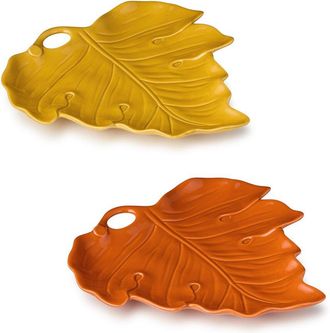 Certified International Autumn Meadows 2Pc Leaf Platters