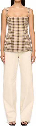 Clea Edrika Square Neck Top In Praline Check