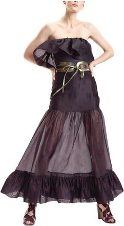 Cynthia Rowley Organza Midi Skirt in Black/burgundy at Nordstrom, Size 10