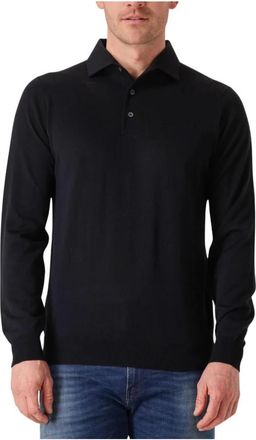 FILIPPO DE LAURENTIIS Polo Ml Paramontura R.Merino - Heren - Polos - Blauw - XL - Wol - Tops