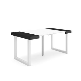 Skraut Home Mesa Consola Extensible, Mesa Comedor Plegable, 160, Para 8 Comensales, Patas Madera Maciza, Estilo Moderno, Blanco Y Negro - Skraut Home