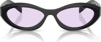 Prada 0pr 26zs Oval Black Acetate Sunglasses