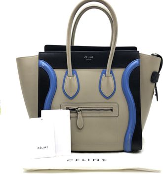 Celine Tri-Color Leather Luggage Tote Womens Handbag (Pre-Owned)