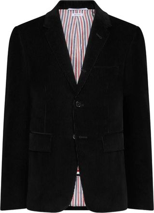 Thom Browne button-fastening corduroy-texture blazer - Black