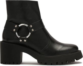 Kazar Laarzen met brede hak en rits - Dames - Laarzen met Hak - Zwart - 36 EU - Leer - Schoenen