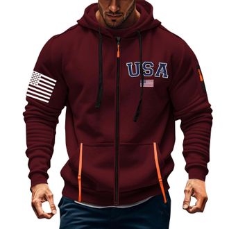 Generic Men Full Zip Hoodie Usa Hoodie Men Tactical Military Sweatshirts Long Sleeve Fleece Jackets Cargo Combat Sweatshirt Stars And Stripe Hoodies American 