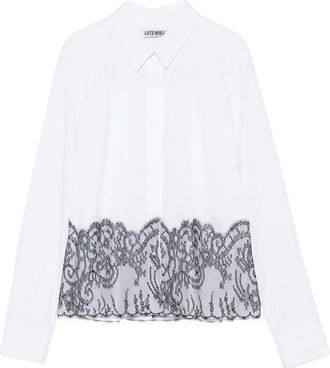 Lutz Huelle lace-trimmed cotton shirt - White