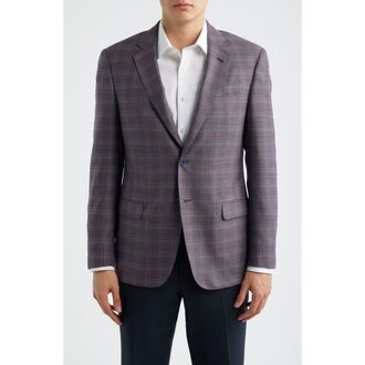 Emporio Armani Plaid Virgin Wool Sport Coat in Plum at Nordstrom, Size 38 Us