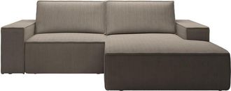 VENTE-UNIQUE.COM Sof&aacute; rinconera terciopelo 3 plazas topo 240x167cm