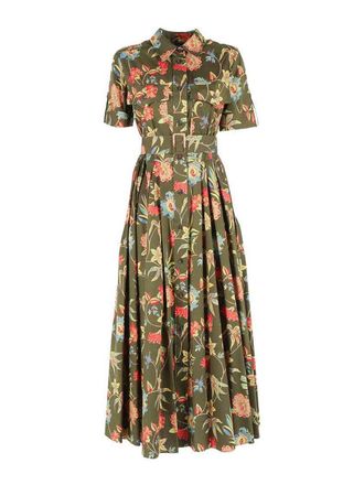 Fay Long green dress with all-over floral print