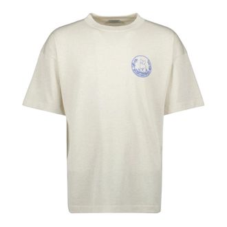 Dior T-Shirts, male, Beige, M, Beige Knit T-shirt with Embroidered Logo