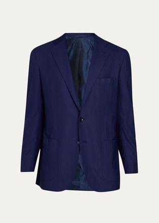 Kiton Mens Wool Solid Single-Breasted Sport Coat
