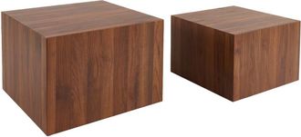 Sweeek Mesas de centro cuadradas efecto fresno, set de 2, nogal