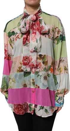 Dolce & Gabbana Multicolor Floral Patchwork Long Sleeves Womens Top