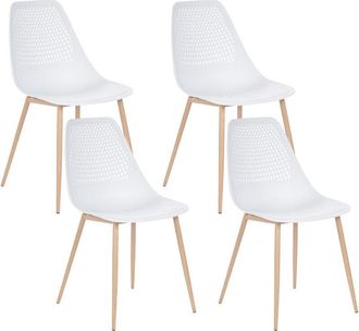 Beliani Beliani - Set of 4 Dining Chairs Modern Minimalistic Armless Plastic Seat White Hazelton