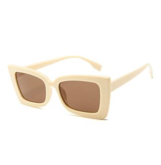 Generic Square Mens Outdoor Sunglasses Womens Vacation Driving Commuter Sun Glasses(Beige)
