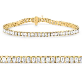 Pompeii3 7Ct Emerald Cut Diamond Tennis Bracelet 7 14k Yellow Gold Size: 7
