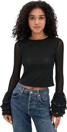 Alice & Olivia alice + olivia Delaina Long Sleeve Crop Top, Black