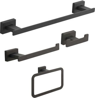 Gedy Gedy - 44991400002 Set 4 Piezas (toallero 35 Cm, Portarrollo, Percha, Argolla) Negro Mate - Ref: 44991400002