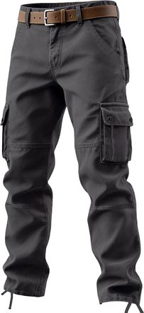 Generic Mens Cargo Trousers Multi Pockets Work Trousers Casual Outdoor Cargo Pants Loose Straight Leg Sports Pants Solid Color Full Length Bottoms Tracksuit B