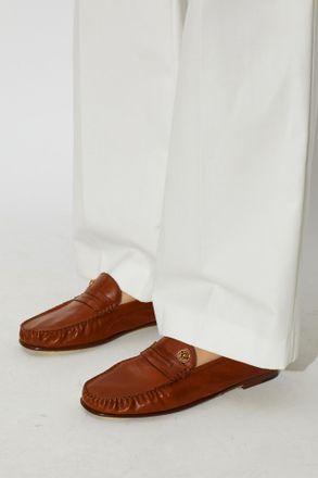 Versace Leather Loafers, Womens, Brown