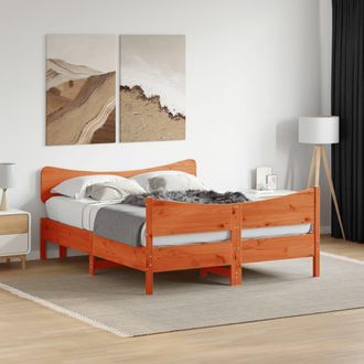 vidaXL Vidaxl - Estructura De Cama Sin Colch&oacute;n Madera Maciza Marr&oacute;n 135x190 Cm