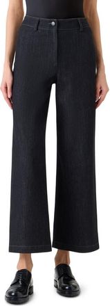 Akris Caia High Waist Crop Straight Leg Jeans in Black Denim at Nordstrom, Size 14