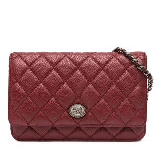 Chanel Tweedehands Cc Gequilt Kaviaar Wallet On Chain