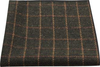 King & Priory Luxury Leaf Green Tattersall Check Tweed Pocket Square, Handkerchief