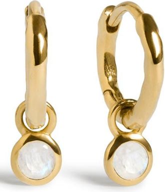Monica Vinader Birthstone Huggie Hoop Earrings in 18K Gold Vermeil/moonstone at Nordstrom