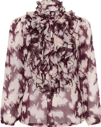 Saint Tropez Winetasting Shadow Blooms - 30 - Dames - Blouses & Shirts - Paars - Maat: 2XL