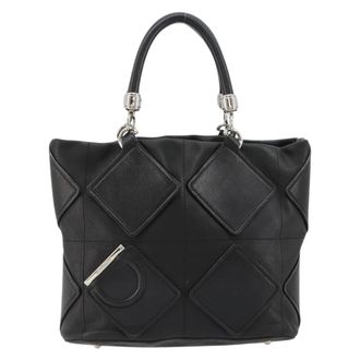 Ferragamo Vintage Handbag Leather Black Leather Handbag (Pre-Owned)