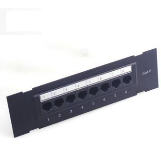 OEM Panel De Conexi&oacute;n Cat6 De 8 Puertos Coocheer - Acero Electrost&aacute;tico Negro, Cableado T568a/b, Plug-and-play