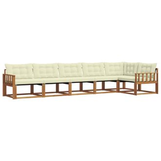 vidaXL Conjunto De Sof&aacute;s De Exterior Con Coj&iacute;n 6 Pcs Natural Y Crema Vidaxl