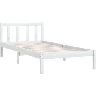 vidaXL Bed Frame without Mattress White Solid Wood Small Single Vidaxl