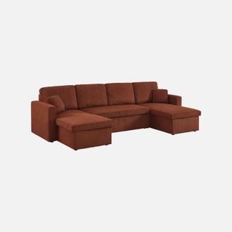 Sweeek Sof&aacute; Cama Panor&aacute;mico De Pana Con Ba&uacute;l, 4 Plazas