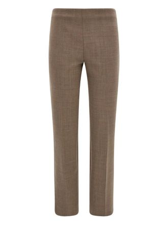 Ferragamo pressed-crease trousers - women - Elastane/Polyamide/Virgin Wool - 44 - Brown