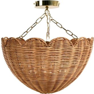 Beliani Beliani - Lámpara colgante de ratán con forma de concha de techo estilo vintage natural Mandekal