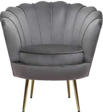 Habitat & Jardin Sillón contemporaneo terciopelo gris 75 x 68 x 775 cm