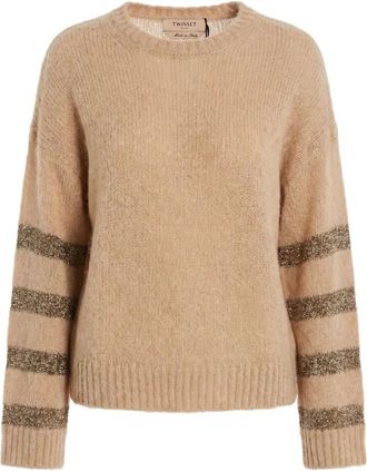 Twinset Round-neck Truien - Dames - Ronde hals truien - Bruin - XS - Truien & Vesten