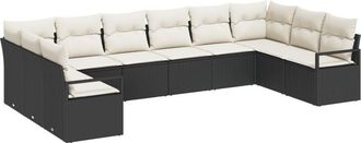 vidaXL Vidaxl - Garden Sofa Set with Cushion with Storage 10 pcs Black, Cream